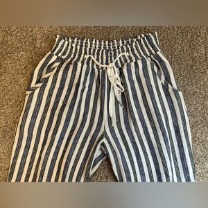 Love Tree Striped Linen Pants- Size Small